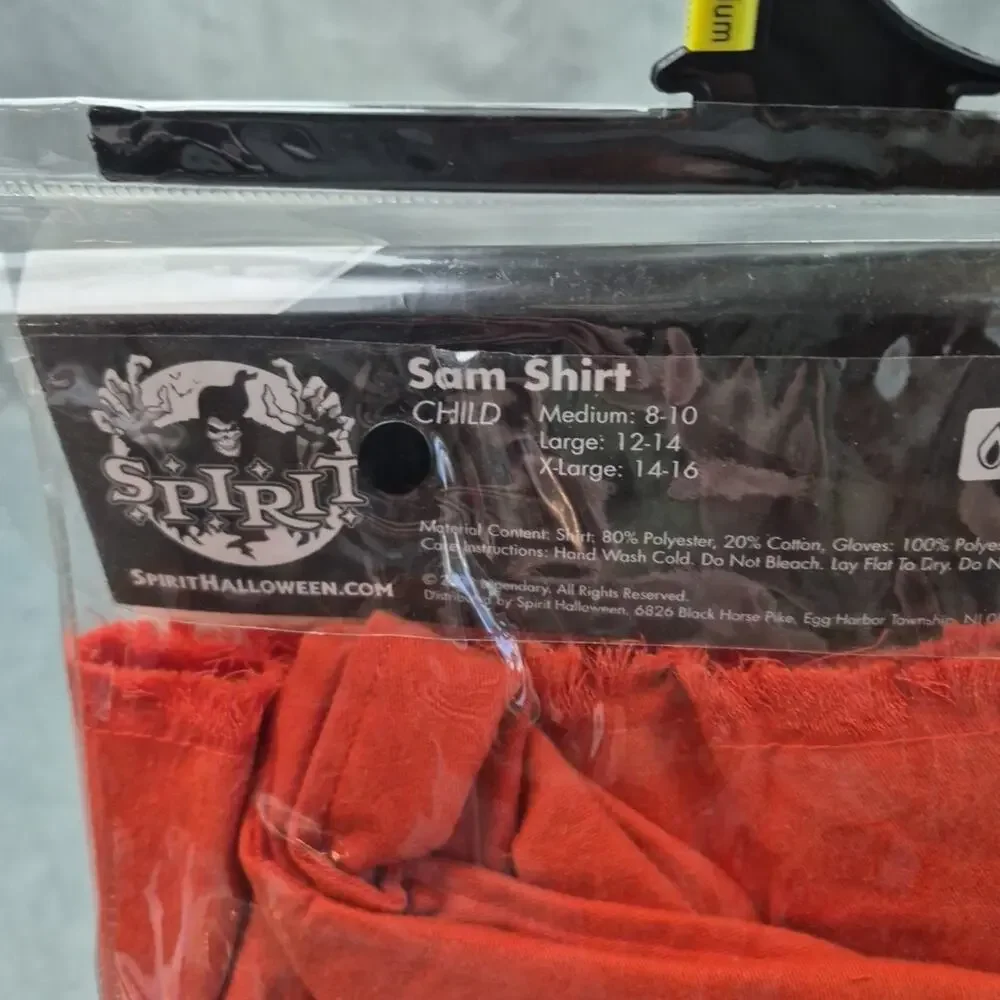 Trick r Treat Sam Shirt Costume Child Medium 8-10 Spirit Halloween Hooded Top - Picture 5 of 6